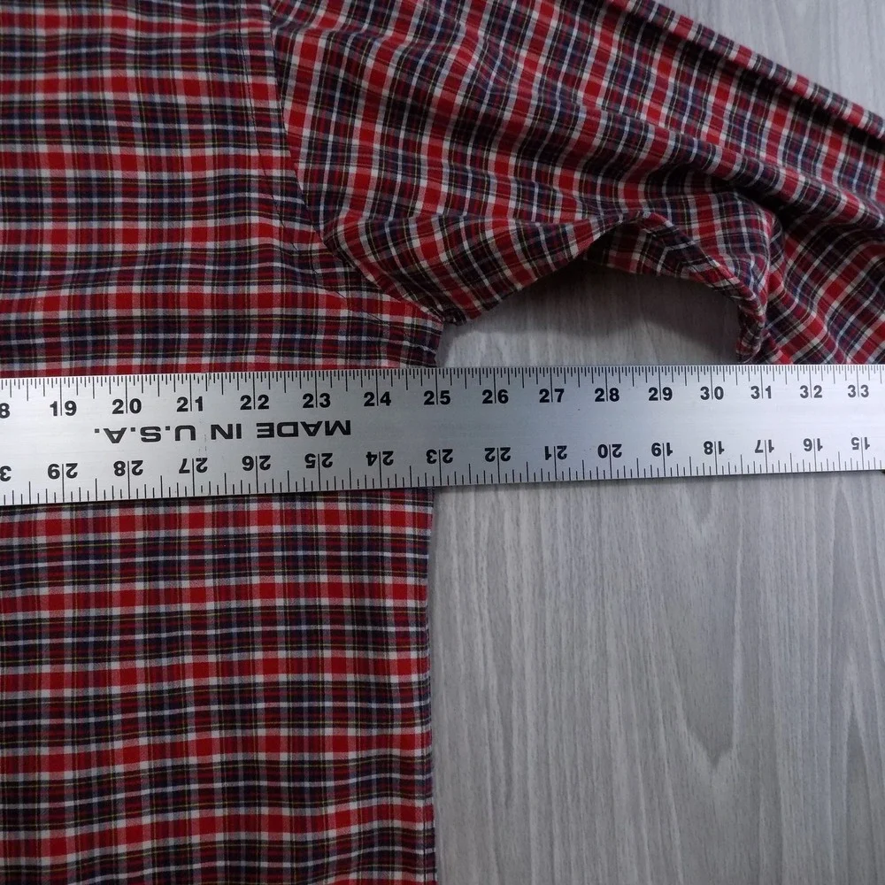 Ralph Lauren Blaire Mens Large Red Navy Plaid Cotton Button Down Shirt L 0317